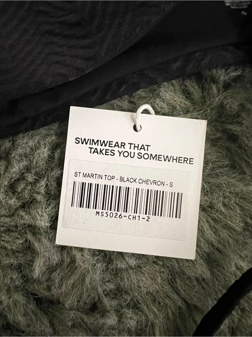 Monday Swimwear St. Martin Top Black Chevron Small NWT